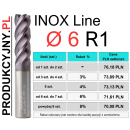 Frez z promieniem naroża fi 6 R1 INOX LINE